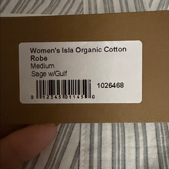 Coyuchi Women's Striped Robe - Light Blue,White, Sage (looks grey) - Picture 3 of 6